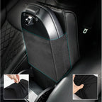 Coussin souple en cuir noir pour accoudoir central de voiture